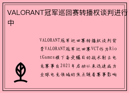 VALORANT冠军巡回赛转播权谈判进行中