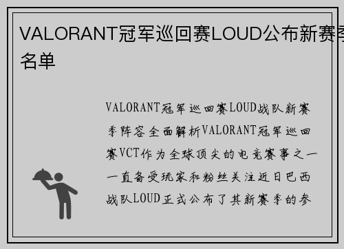 VALORANT冠军巡回赛LOUD公布新赛季名单